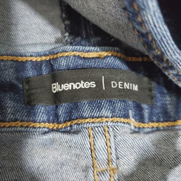 Bluenotes | Cut Off Denim Raw Hem Distressed Overall Shorts - Picture 7 of 8